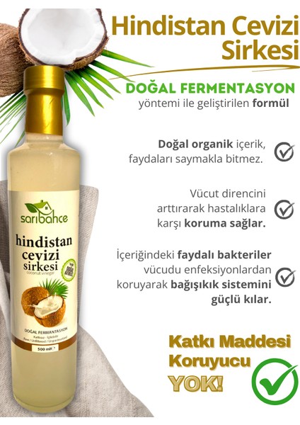 Hindistan Cevizi Sirkesi 500 ml 2'li Paket - Organik Doğal Fermente