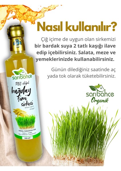 Buğday Çimi Sirkesi Doğal Fermente 500 ml 2'li Paket - Organik Doğal Fermente