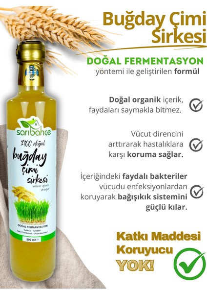 Buğday Çimi Sirkesi Doğal Fermente 500 ml 2'li Paket - Organik Doğal Fermente