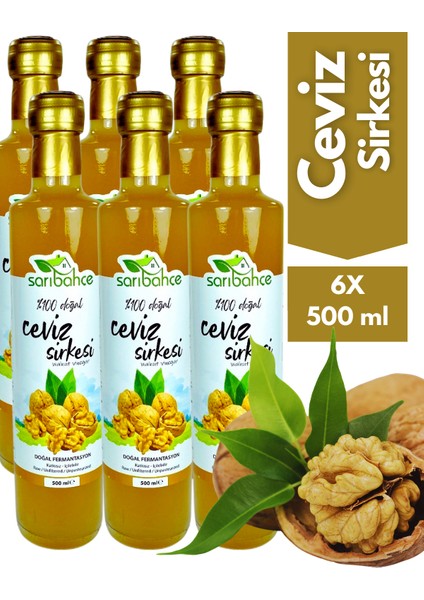 Ceviz Sirkesi 500 ml 6'lı Paket - Organik Doğal Fermente