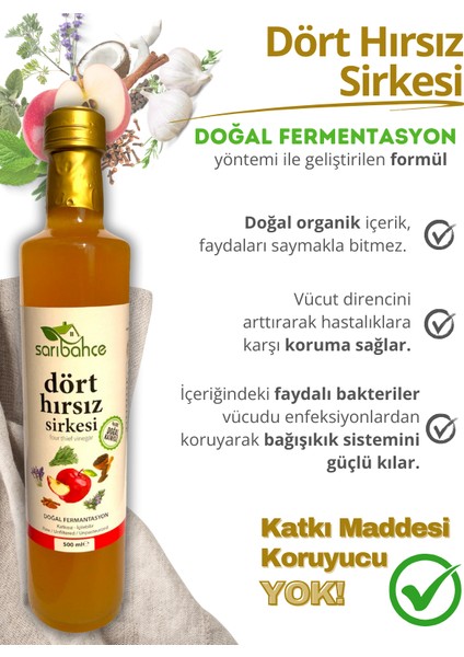 Dört Hırsız Sirkesi 500 ml 2'li Paket - Organik Doğal Fermente modelleri