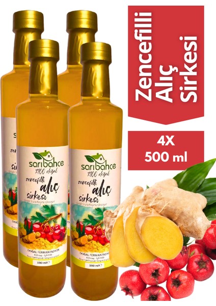 Zencefilli Alıç Sirkesi 500 ml 4'lü Paket - Organik Doğal Fermente
