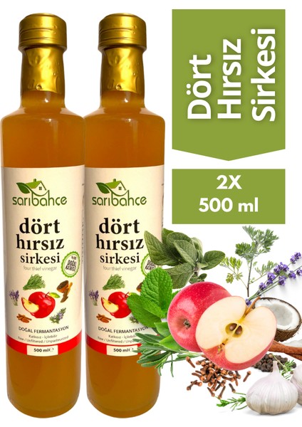 Dört Hırsız Sirkesi 500 ml 2'li Paket - Organik Doğal Fermente
