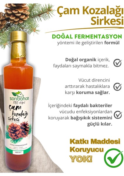 Çam Kozalağı Sirkesi 500 ml - Organik Doğal Fermente