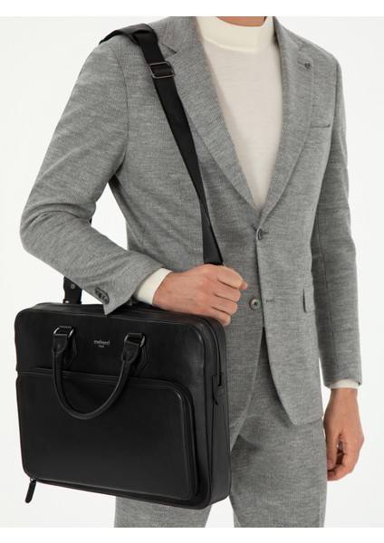 Erkek Erkek Siyah %100 Deri Evrak Çantası 50295670-VR046