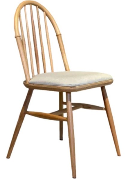 Rustica Döşemeli Classic Natural Ahşap Yemek Sandalyesi