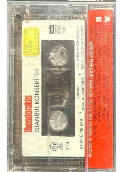 Kaset Theodorakis Istanbul Konseri Livaneli'nin Katılımıyla Kaset