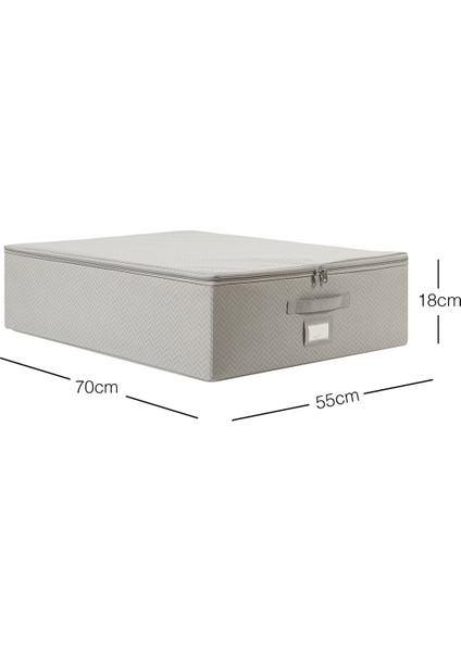 Ocean Home Te x tile Büyük Boy Gri Balıksırtı Destekli Kutu Hurç 55 x 70 x 18 cm