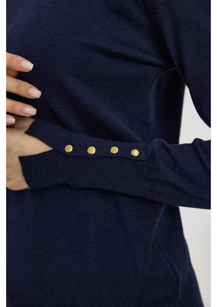 Laci Bisiklet Yaka Kol Düğmeli Kadın Triko Kazak 2455 fırsatları