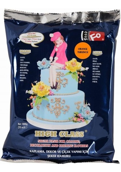 Turuncu High Class Kaplama, Dekor ve Çiçek Yapımı için Şeker Hamuru 1 kg