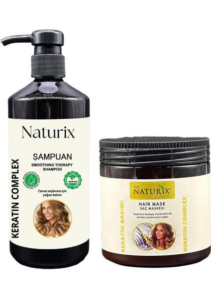 Keratin Kompleks Saç Bakım Seti 600ML Şampuan + 500ML Maske