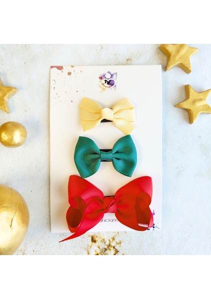 3'lü Kurdele Fiyonk Saçsız Çocuk Toka Seti