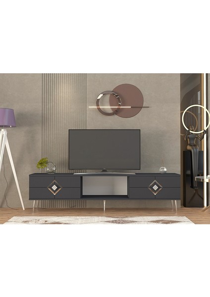 Robberct Tv Sehpası Antrasit-Gümüş