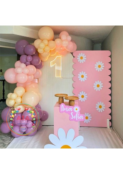 Doğum Günü Konsepti Lavanta Makaron Somon Makaron Pembe 100 Lü Balon Zinciri Parti Seti