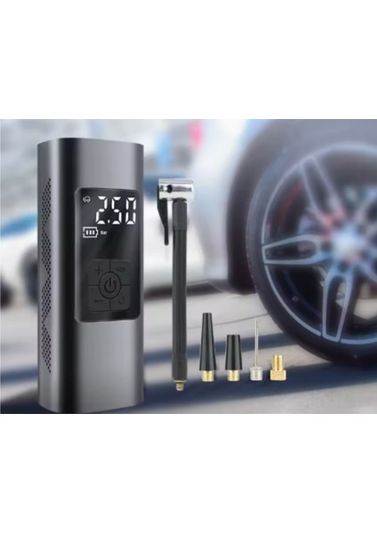 Mini Kablosuz Araba Hava Kompresörü Hava Pompası Araba Motosiklet Bisiklet Için LCD Ekran