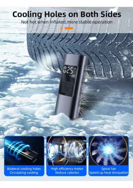 Mini Kablosuz Araba Hava Kompresörü Hava Pompası Araba Motosiklet Bisiklet Için LCD Ekran