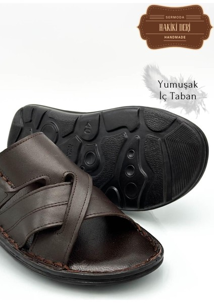 Erkek Terlik Hafif Terlik Deri Gk Kahve modelleri