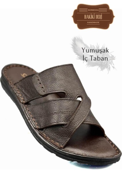 Erkek Terlik Hafif Terlik Deri G Şır Kahve