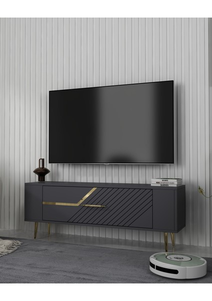 RETROLP5CT Tv Sehpası ANTRASİT-ALTIN fiyatları