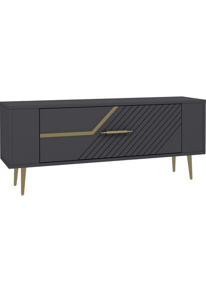 RETROLP5CT Tv Sehpası ANTRASİT-ALTIN fırsatları