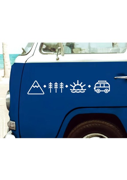 Dağ Orman Sahil Güneş Kamp Sticker Araba Oto Motosiklet Karavan Etiket 02123