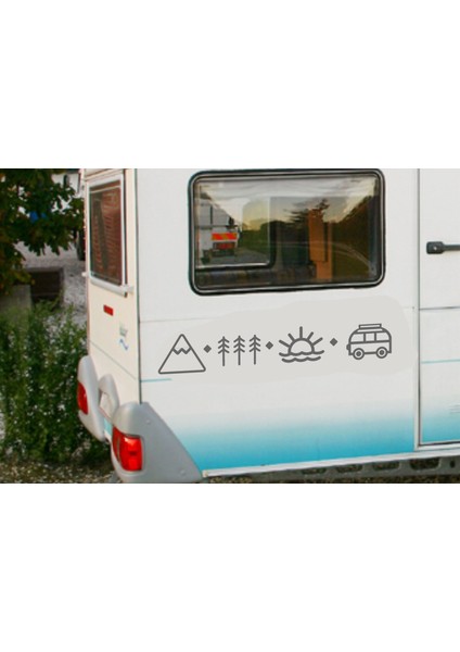 Dağ Orman Sahil Güneş Kamp Sticker Araba Oto Motosiklet Karavan Etiket 02123