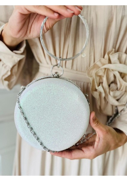 Düğün Nikah Nişan ve Özel Günlerin Vazgeçilmezi Kristal Taş Detaylı Oval Zincir Askılı Abiye Çanta