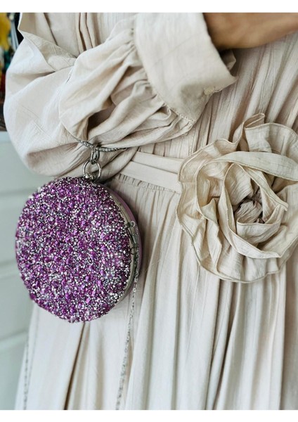 Düğün Nikah Nişan ve Özel Günlerin Vazgeçilmezi Kristal Taş Detaylı Oval Zincir Askılı Abiye Çanta