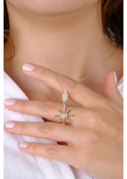 14 Ayar Altın Kalpli Güneş Kolye Ucu modelleri