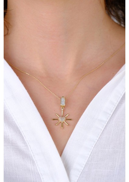 14 Ayar Altın Kalpli Güneş Kolye Ucu fırsatları