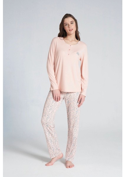 Kadın Uzun Kol Büyük Beden Pijama Takımı