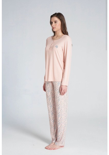 Kadın Uzun Kol Büyük Beden Pijama Takımı
