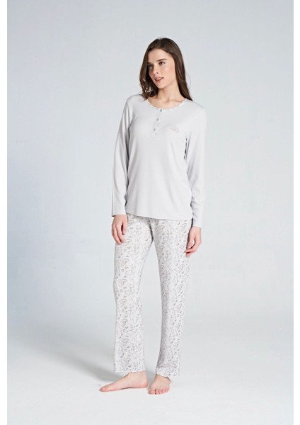 Kadın Uzun Kol Büyük Beden Pijama Takımı