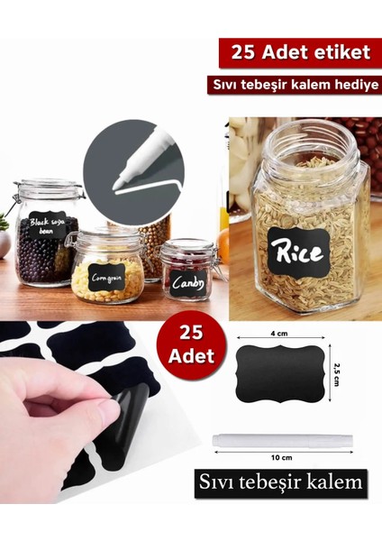 25 Adet Sıvı Tebeşir Kalem Hediyeli Baharat Etiketi | Depolama Düzenleme Etiketi