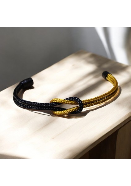 Mıknatıslı Çelik Bileklik – Sarı Siyah -Sade ve Şık Tasarımıyla Kadın ve Erkek Için