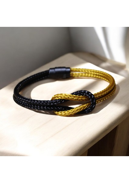 Mıknatıslı Çelik Bileklik – Sarı Siyah -Sade ve Şık Tasarımıyla Kadın ve Erkek Için fiyatları