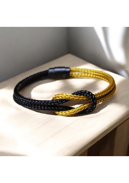 Mıknatıslı Çelik Bileklik – Sarı Siyah -Sade ve Şık Tasarımıyla Kadın ve Erkek Için modelleri