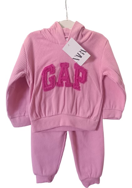 Pembe Kapüşonlu Fitilli Kız Çocuk Alt Üst Takım Minnie Gap