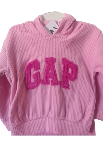Pembe Kapüşonlu Fitilli Kız Çocuk Alt Üst Takım Minnie Gap