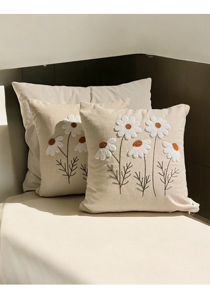 Punch Nakışlı Kırlent Papatya Uzun 43 x 43
