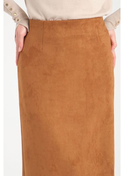 Scuba Süet Uzun Arka Yırtmaçli Taba Kalem Etek fırsatları