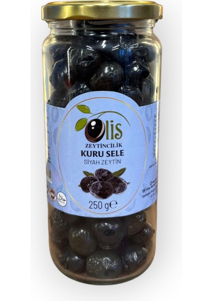Kuru Sele Siyah Zeytin - Süzme Ağırlık 250 Gr. - Cam Kavanoz