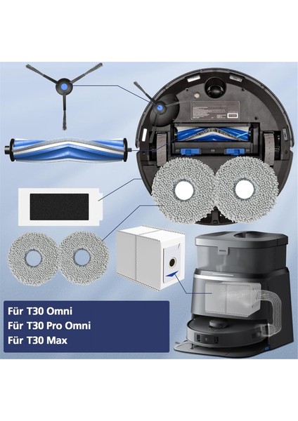 Ecovacs Deebot T30 Omni / T30 Pro Omni / T30 Max Elektrikli Süpürge Ana Yan Fırça Hepa Filtreler Toz Torbaları (Yurt Dışından) fiyatları