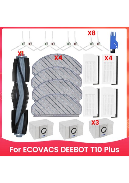 Ecovacs Deebot T10 Plus Robot Süpürge Ana Yan Fırça Hepa Filtreler Paspas Bezi Toz Torbaları Yedek Parçaları (Yurt Dışından)