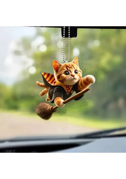 2d Akrilik Sihirli Süpürgesiyle Uçan Kedi Anahtarlık fiyatları