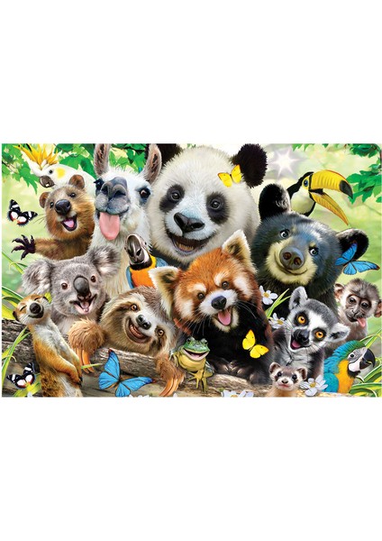 Sevimli Hayvanlar Selfie Çift Taraflı Puzzle 200 Parça 37559