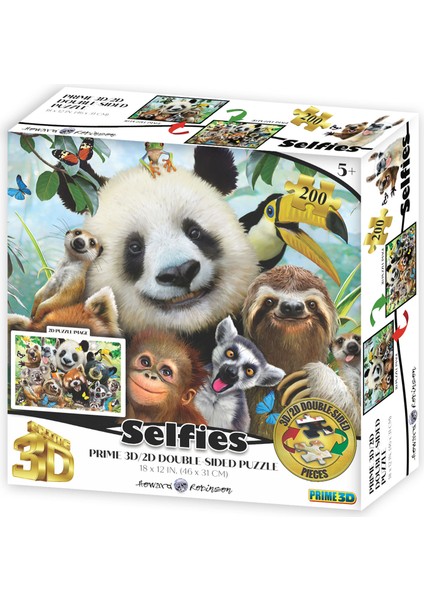 Sevimli Hayvanlar Selfie Çift Taraflı Puzzle 200 Parça 37559