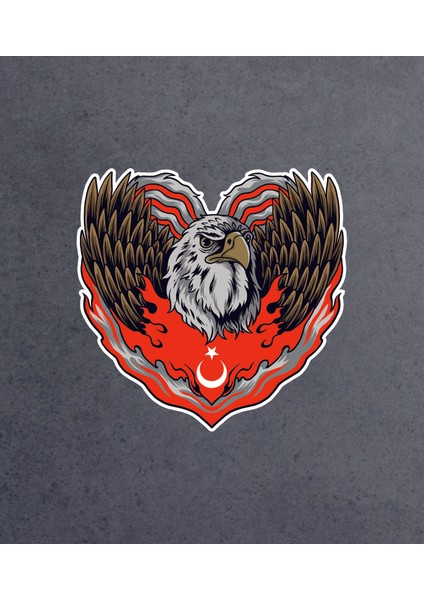 Türk Bayraklı Kartal Sticker Araba Oto Motosiklet Karavan Etiket 02121