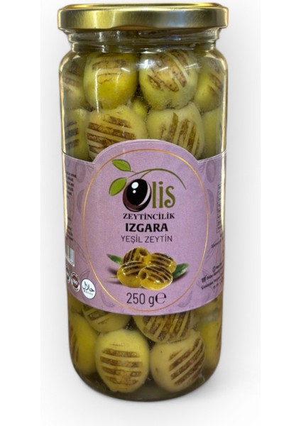 Izgara Yeşil Zeytin - Süzme Ağırlık 250 Gr. - Cam Kavanoz