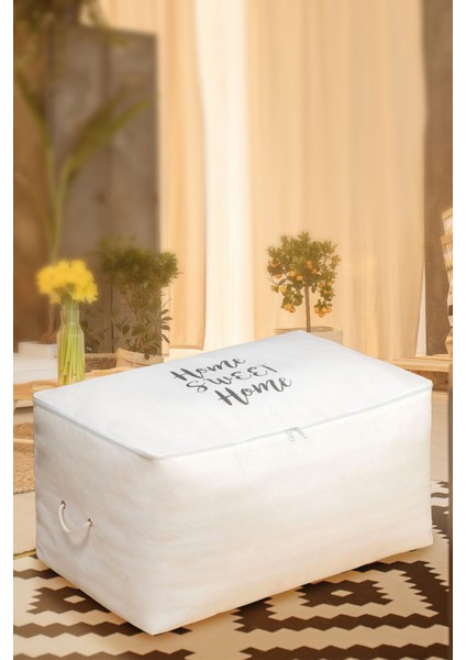 6 Lı Home Sweet Home Baskılı Beyaz Mega Boy Baza Altı Kazak Pike Battaniye Hurcu 74 x 46 x 46 cm fiyatları
